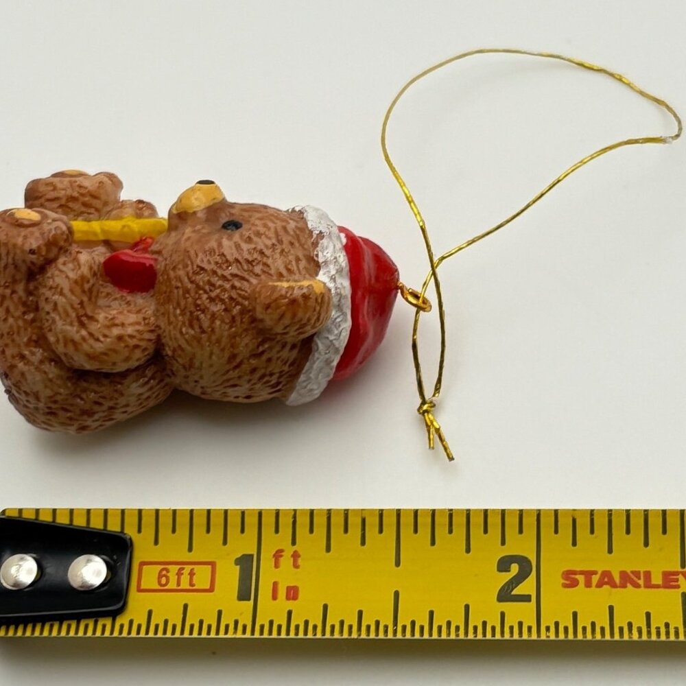 Vintage Santa Claus Teddy Bear Christmas Ornament Mini Holding Candy Cane - Picture 4 of 6